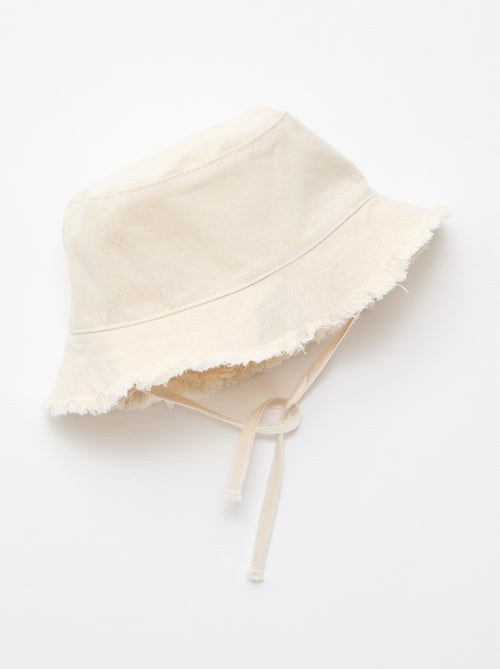 Cappello a secchiello a tinta unita con frange e laccetti in cotone - Kiabi