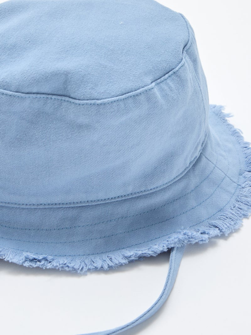 Cappello a secchiello a tinta unita con frange e laccetti in cotone Blu - Kiabi