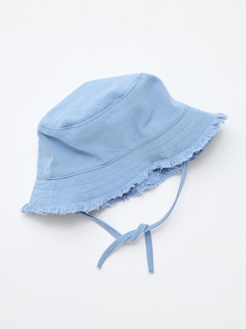 Cappello a secchiello a tinta unita con frange e laccetti in cotone Blu - Kiabi