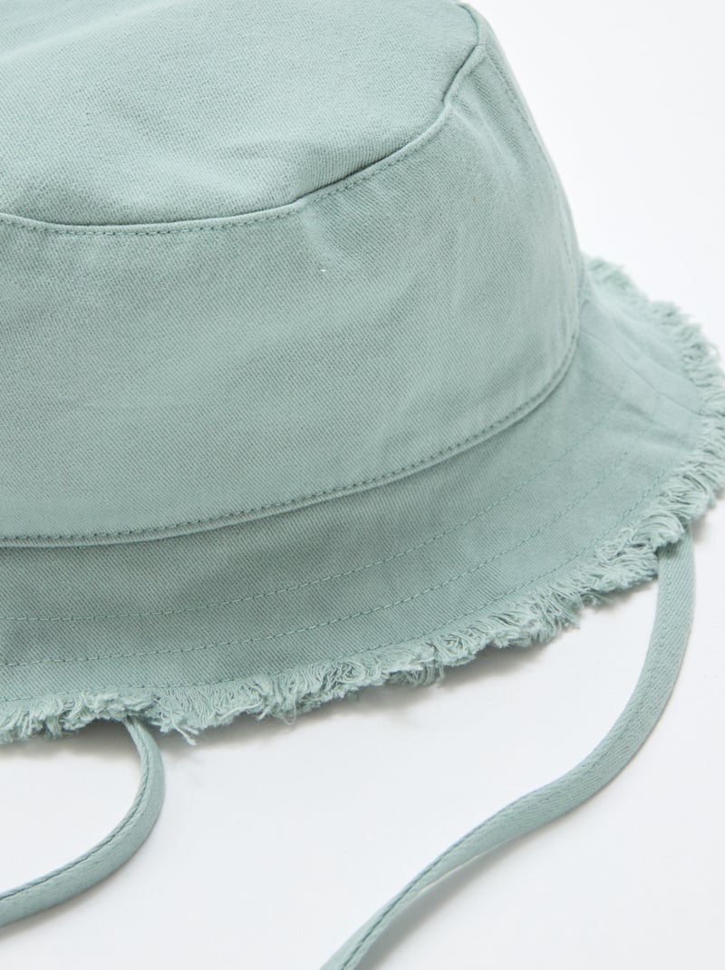 Cappello a secchiello a tinta unita con frange e laccetti in cotone Verde - Kiabi
