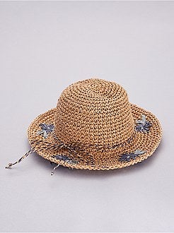 Cappello a tesa larga in paglia 'fiori' - Kiabi