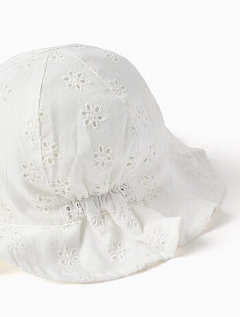 Cappello da sole in cotone con broderie anglaise