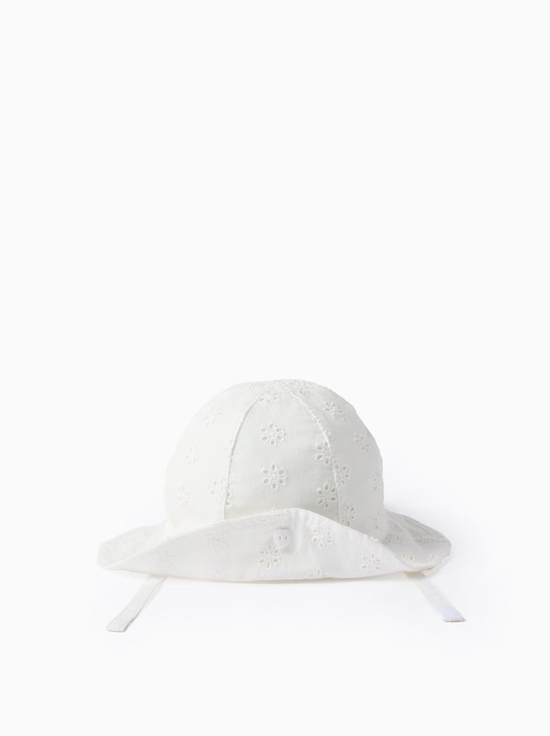 Cappello da sole in cotone con broderie anglaise Bianco - Kiabi