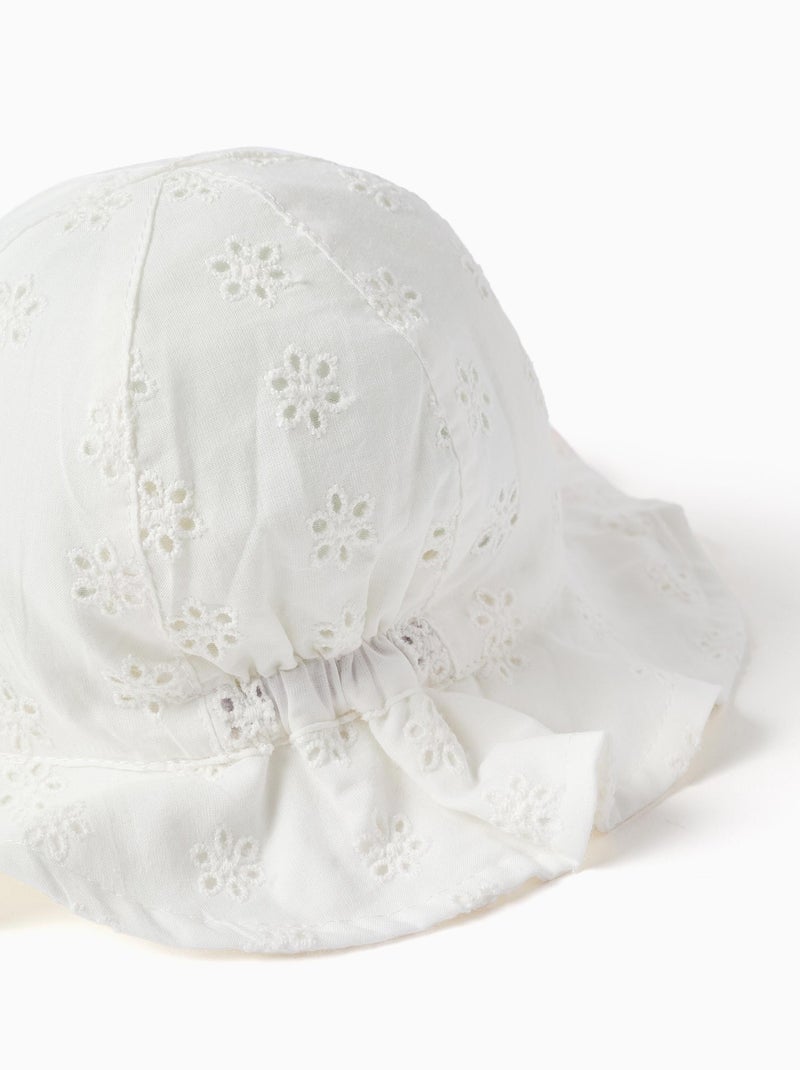 Cappello da sole in cotone con broderie anglaise Bianco - Kiabi