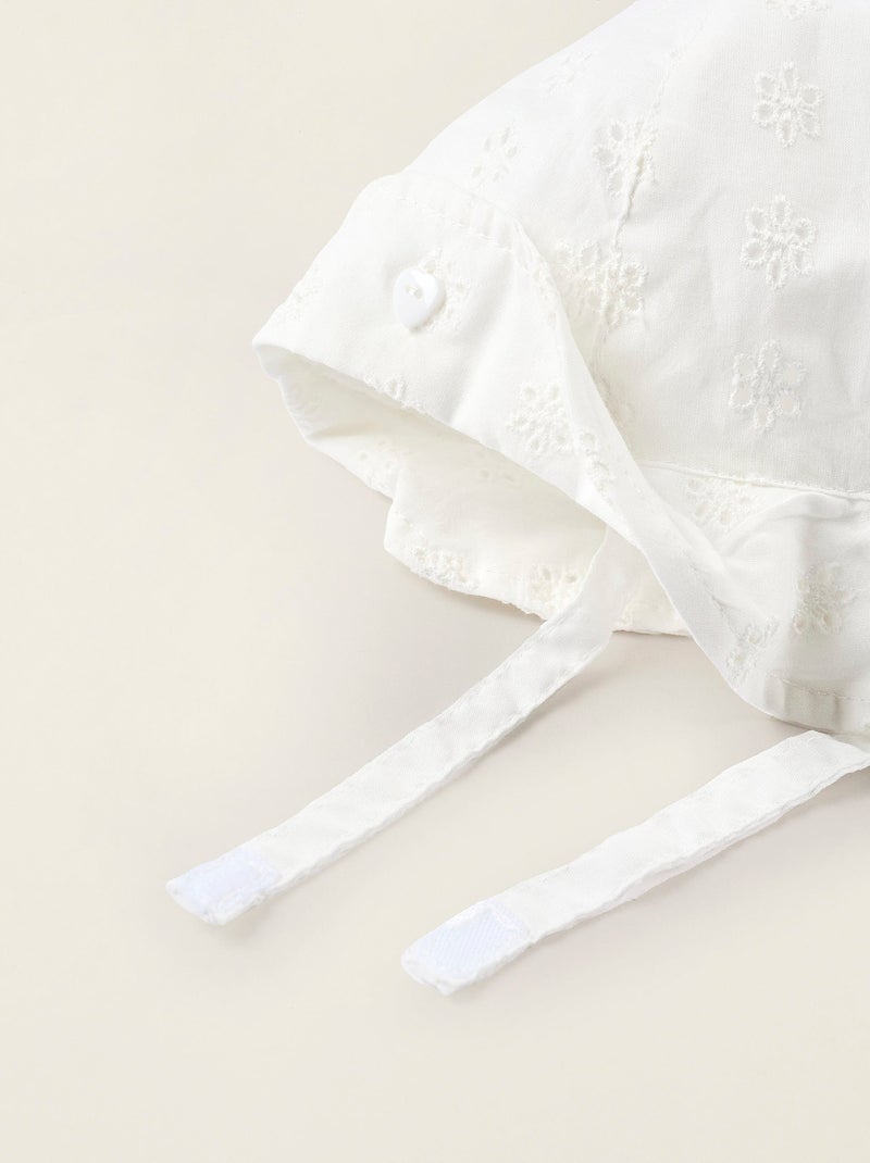 Cappello da sole in cotone con broderie anglaise Bianco - Kiabi