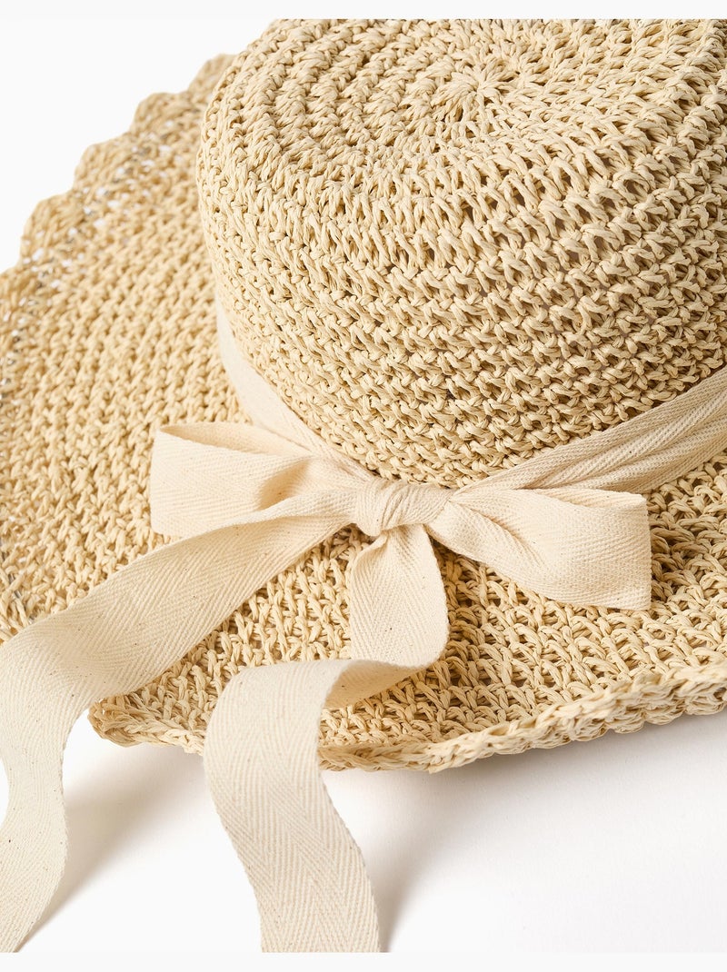 Cappello di paglia con fiocco decorativo Beige - Kiabi