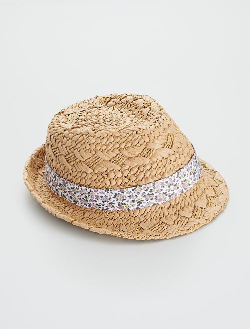 Cappello di paglia con fiocco fantasia - BEIGE - Kiabi - 7.00€