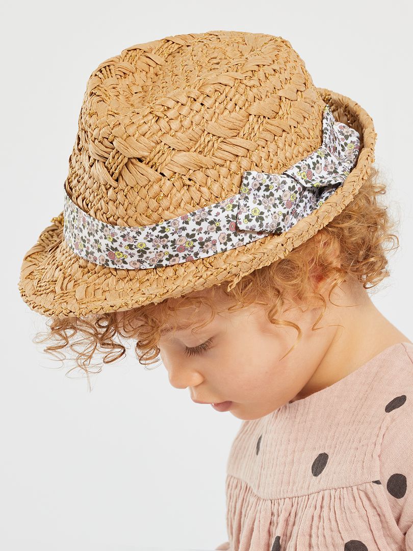 Cappello di paglia con fiocco fantasia BEIGE - Kiabi