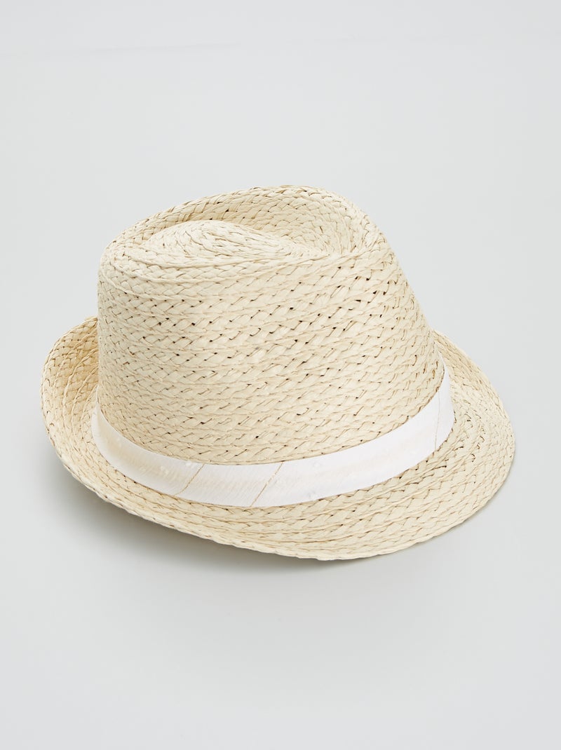Cappello di paglia con fiocco fantasia bianco - Kiabi