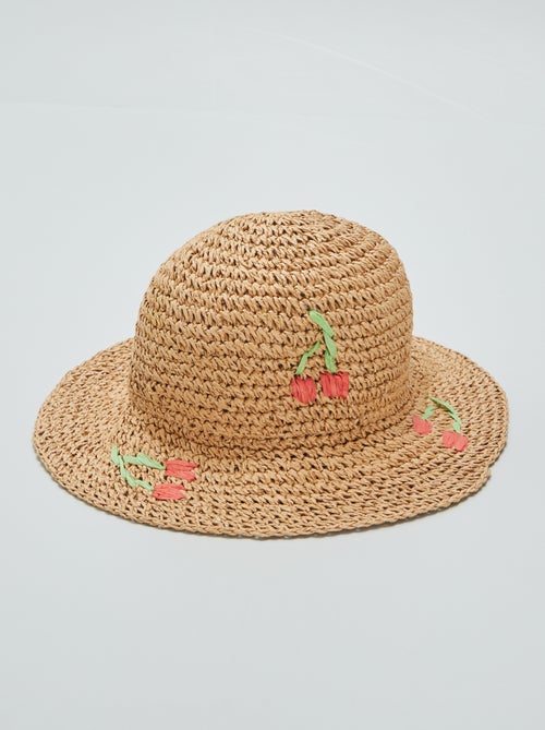 Cappello di paglia con stampa ciliegie - Kiabi