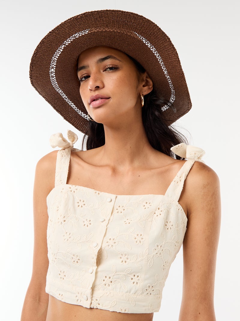 Cappello di paglia modello Borsalino Marrone - Kiabi
