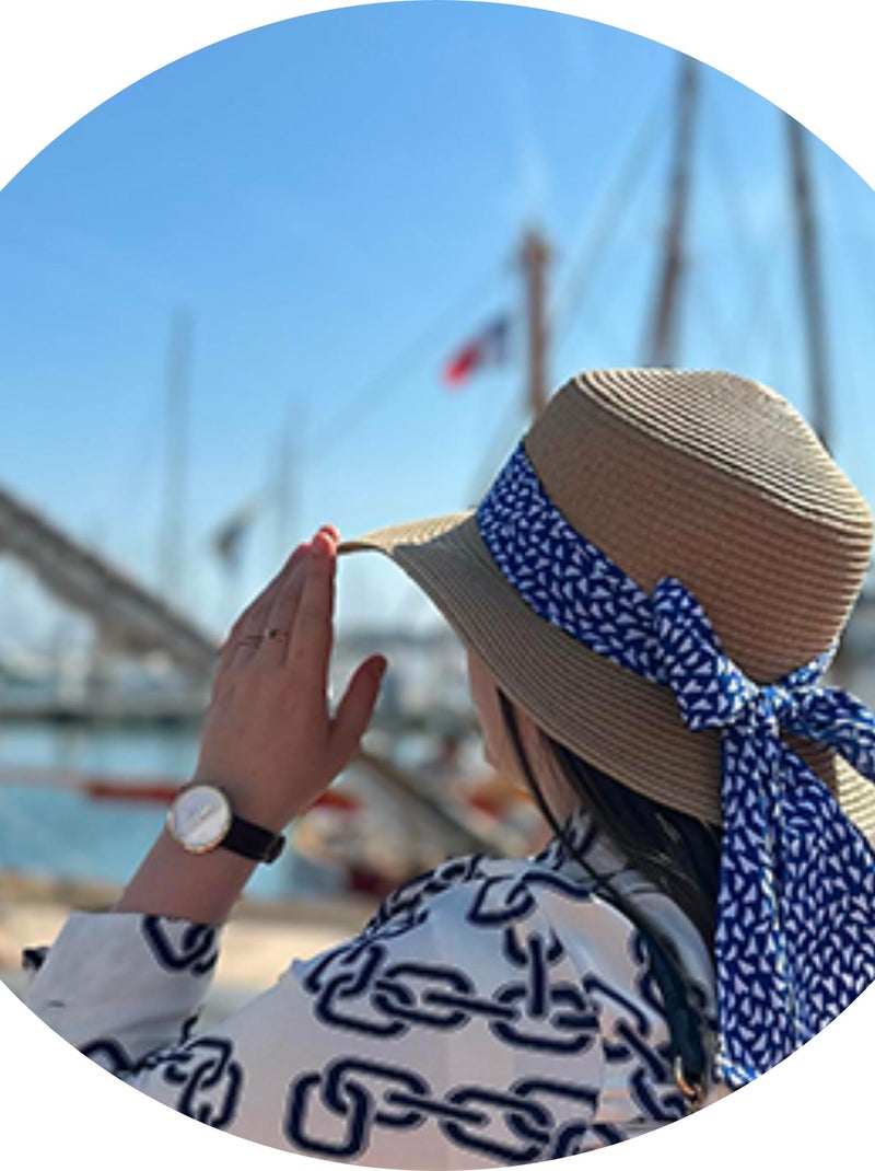 Cappello Foulard decorativo, regolabile intorno alla testa donna Isotoner Blu Bianco - Kiabi