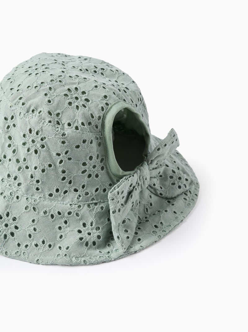 Cappello in cotone con broderie anglaise Verde chiaro - Kiabi