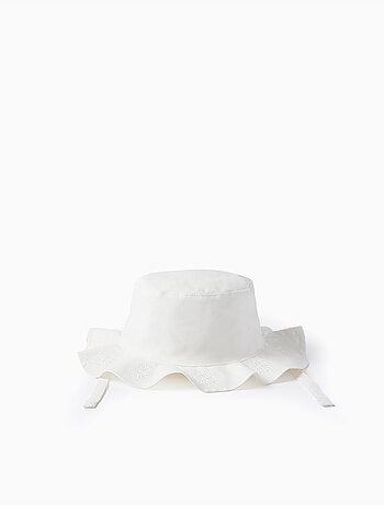 Cappello in cotone con ricamo e cinturini laterali