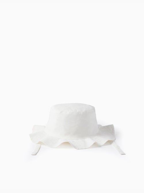 Cappello in cotone con ricamo e cinturini laterali - Kiabi