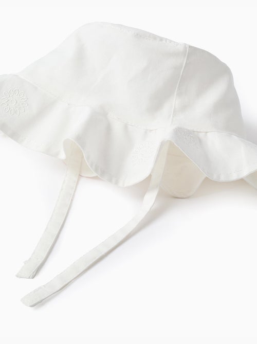 Cappello in cotone con ricamo e cinturini laterali - Kiabi