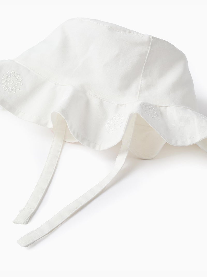 Cappello in cotone con ricamo e cinturini laterali Beige chiaro - Kiabi