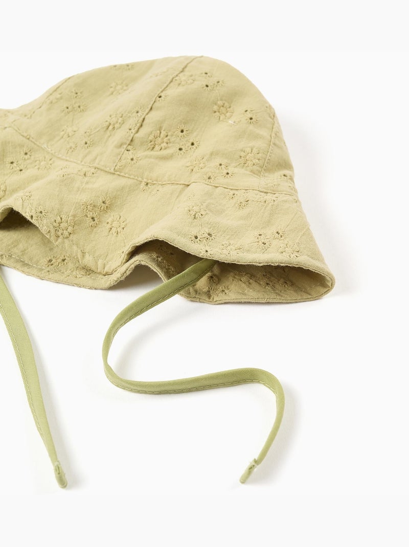 Cappello in cotone con ricamo inglese Verde chiaro - Kiabi