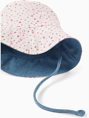 Cappello in cotone reversibile con motivo floreale
