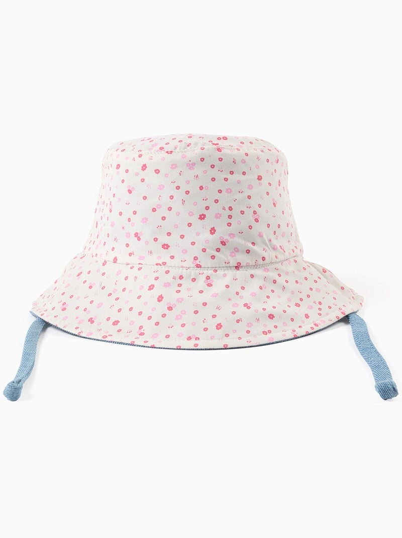 Cappello in cotone reversibile con motivo floreale Blu chiaro - Kiabi