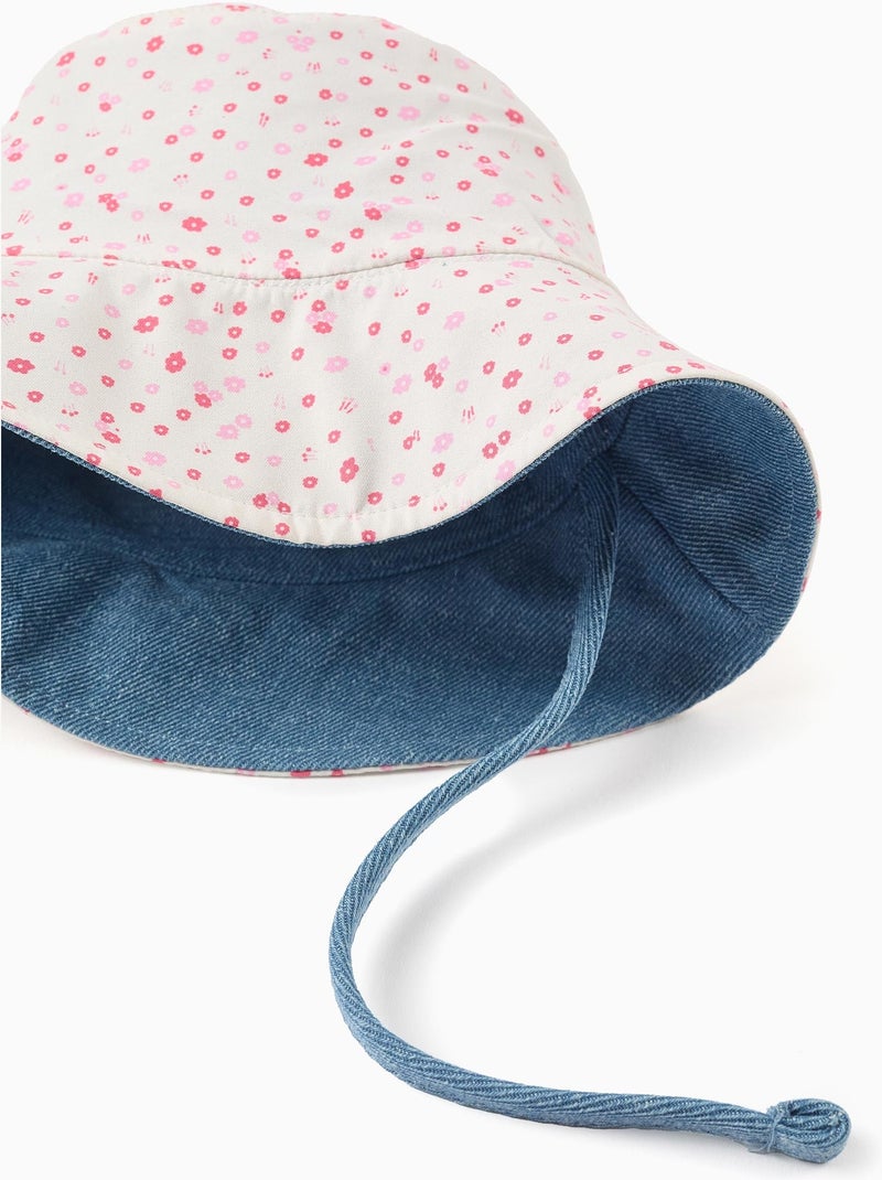 Cappello in cotone reversibile con motivo floreale Blu chiaro - Kiabi
