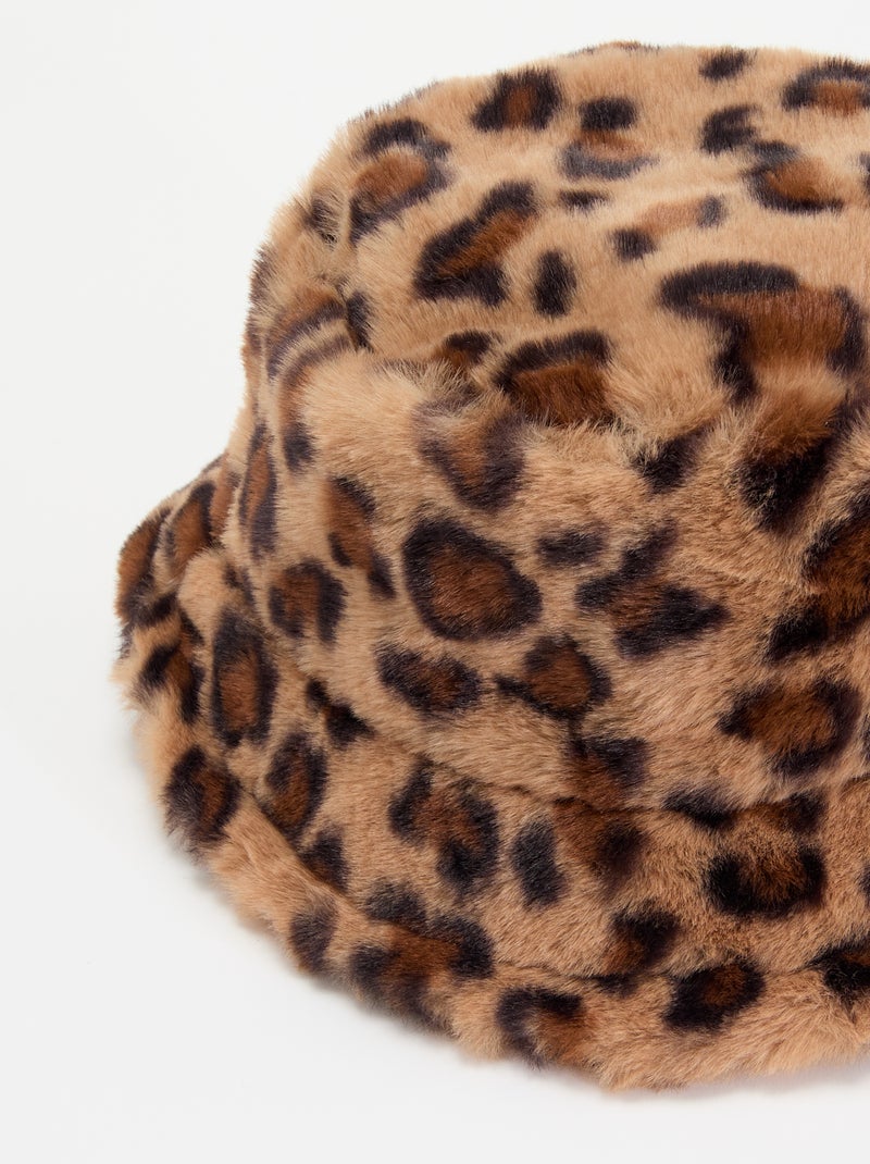 Cappello in pelliccia leopardata Marrone - Kiabi
