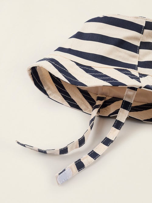 Cappello in twill a righe con nastri laterali - Kiabi