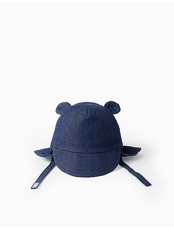 Cappello legionnaire in denim di cotone con orecchie 3d