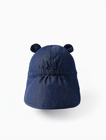 Cappello legionnaire in denim di cotone con orecchie 3d