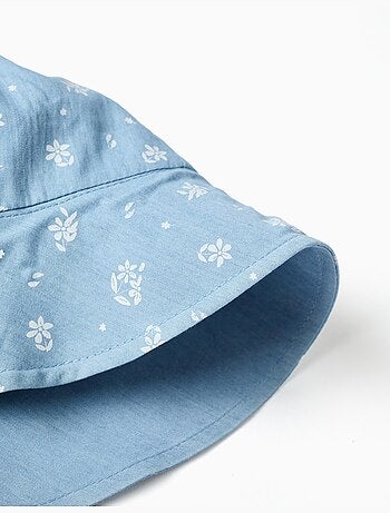 Cappello reversibile in denim con fiori