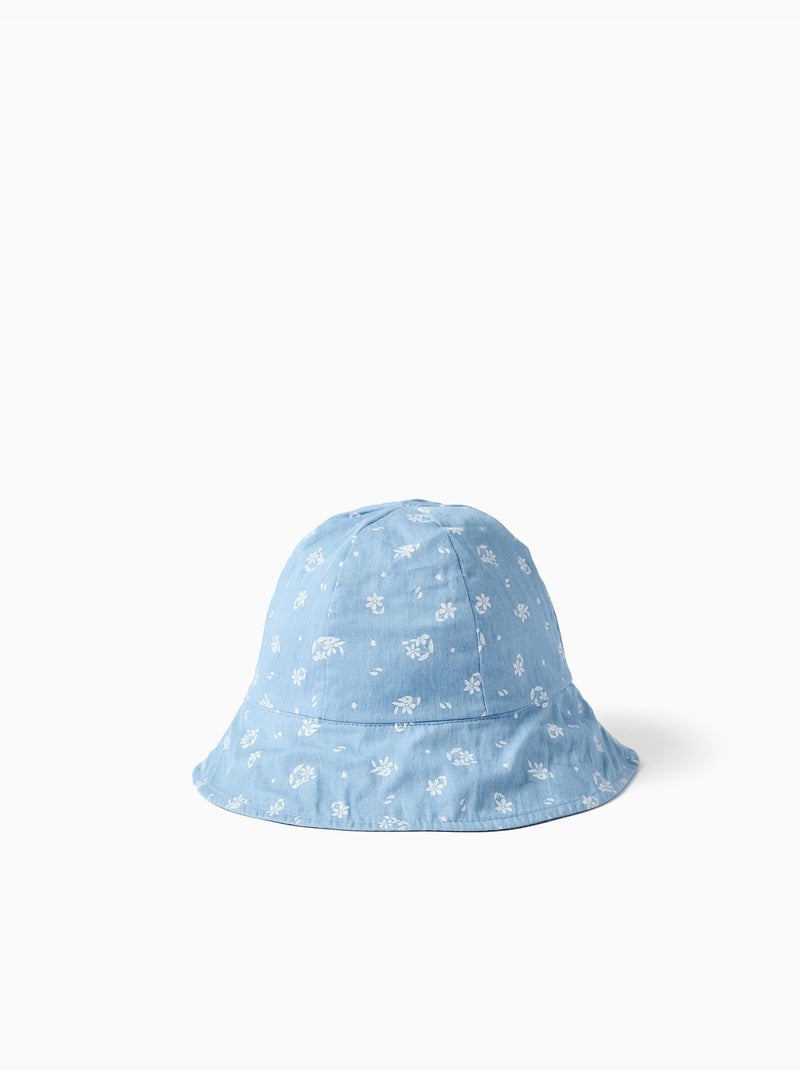Cappello reversibile in denim con fiori Blu chiaro - Kiabi