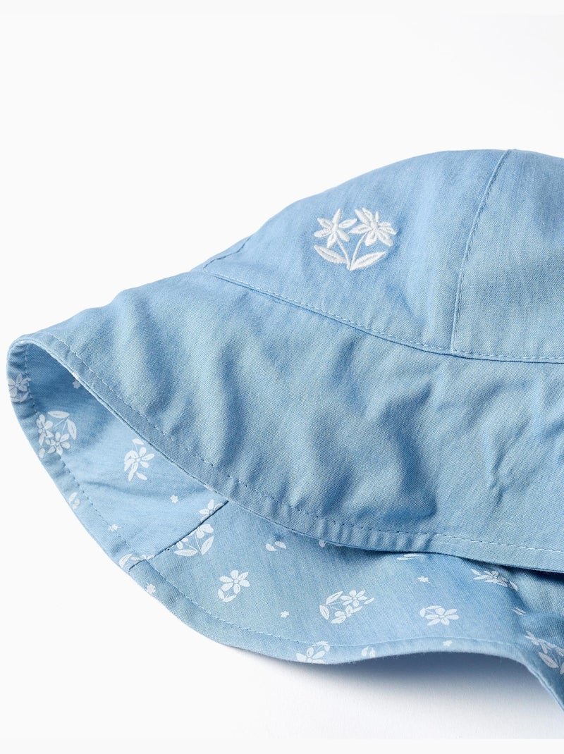 Cappello reversibile in denim con fiori Blu chiaro - Kiabi