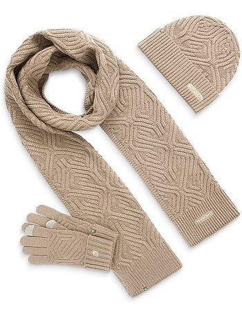 Cappello, sciarpa e guanti - set completo fitness uomo e donna triad sand brown