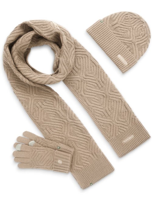 Cappello, sciarpa e guanti - set completo fitness uomo e donna triad sand brown - Kiabi