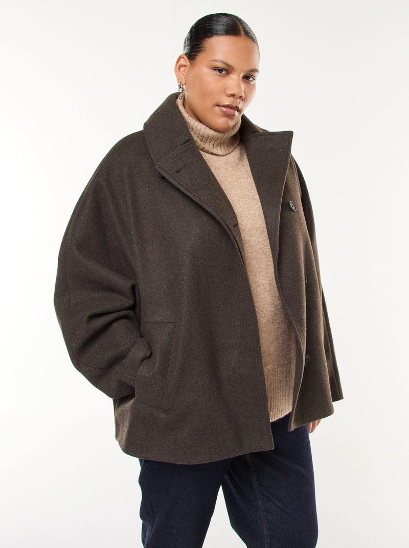 Cappotto a forma di mantella effetto lana Marrone - Kiabi