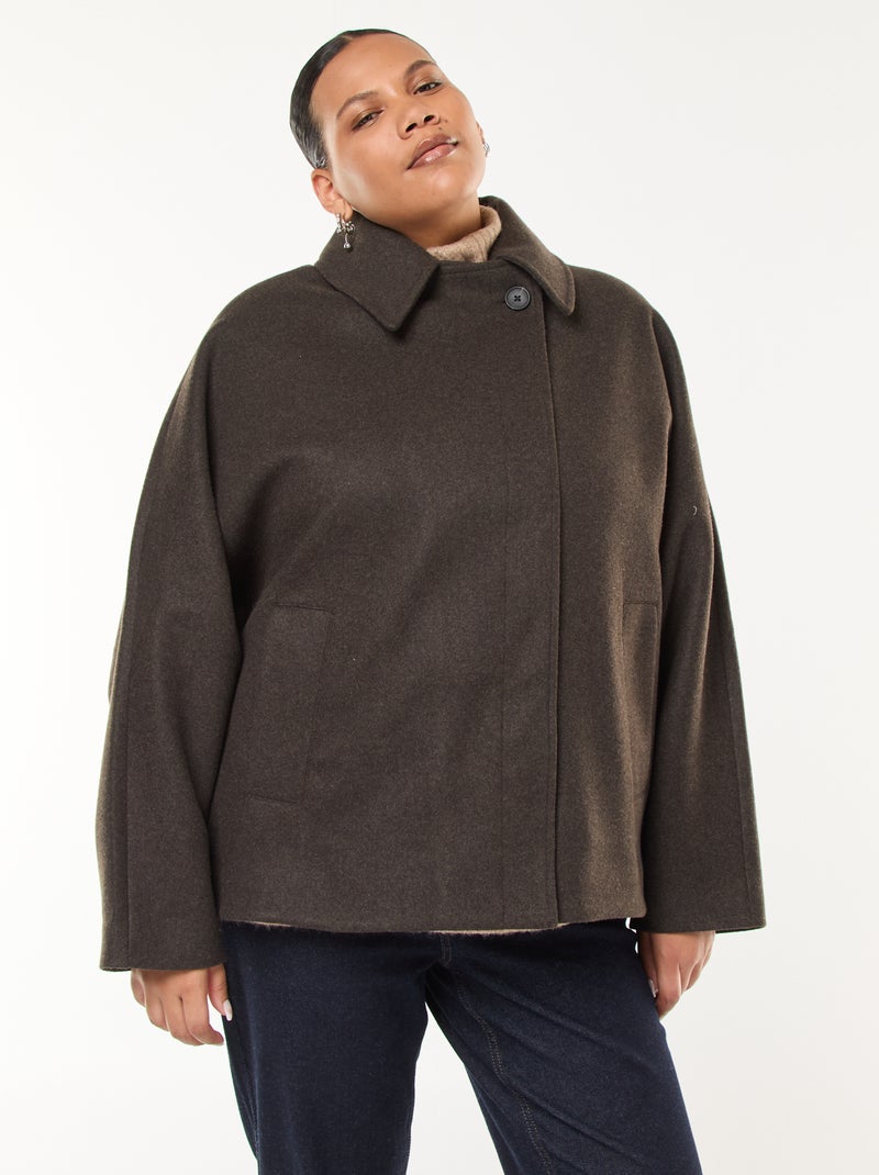 Cappotto a forma di mantella effetto lana Marrone - Kiabi