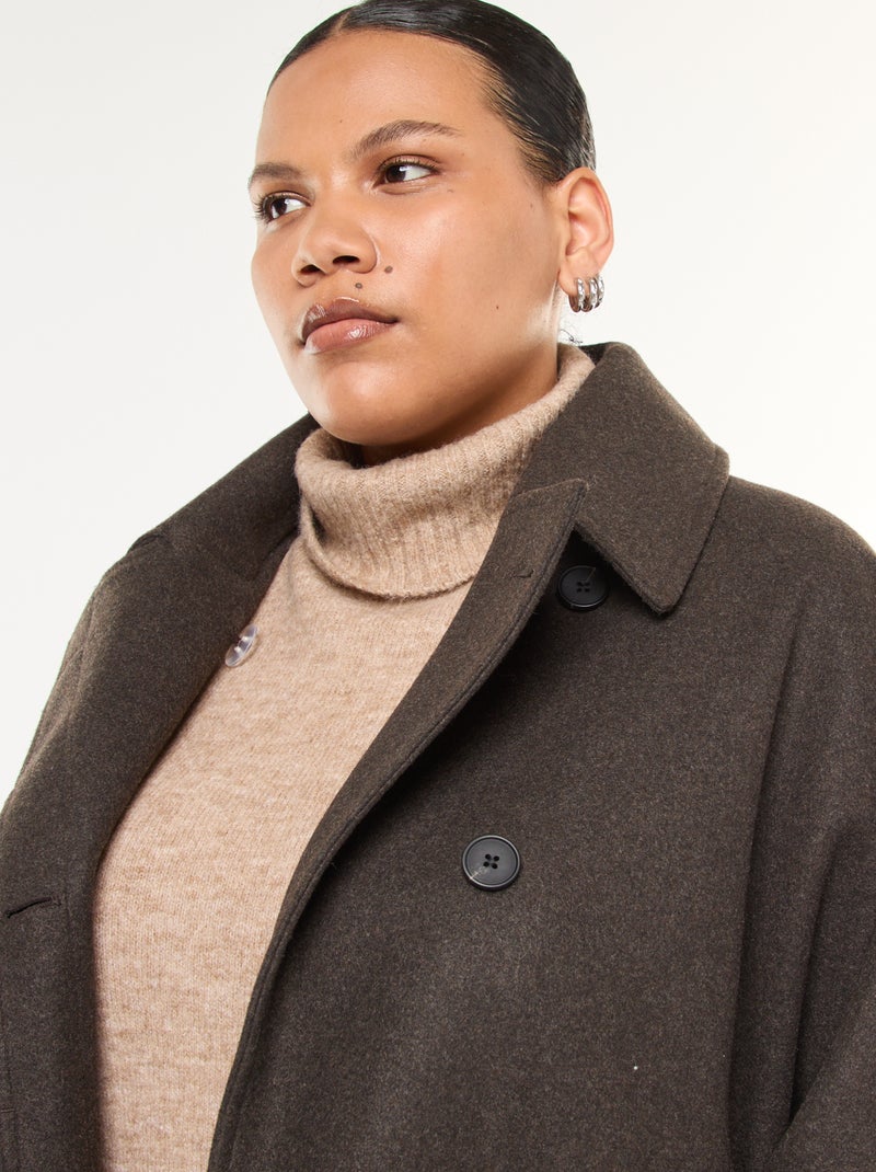 Cappotto a forma di mantella effetto lana Marrone - Kiabi