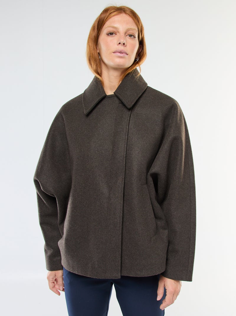 Cappotto a mantella effetto lana Marrone - Kiabi