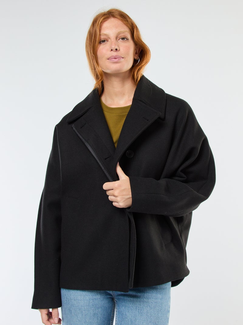 Cappotto a mantella effetto lana Nero - Kiabi