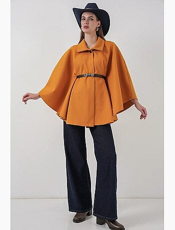 Cappotto a mantella in tweed con cintura bdart