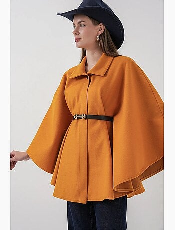 Cappotto a mantella in tweed con cintura bdart