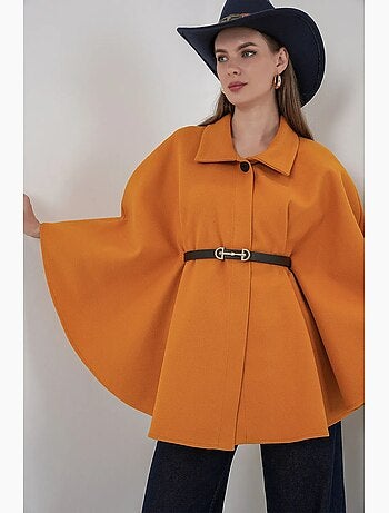 Cappotto a mantella in tweed con cintura bdart