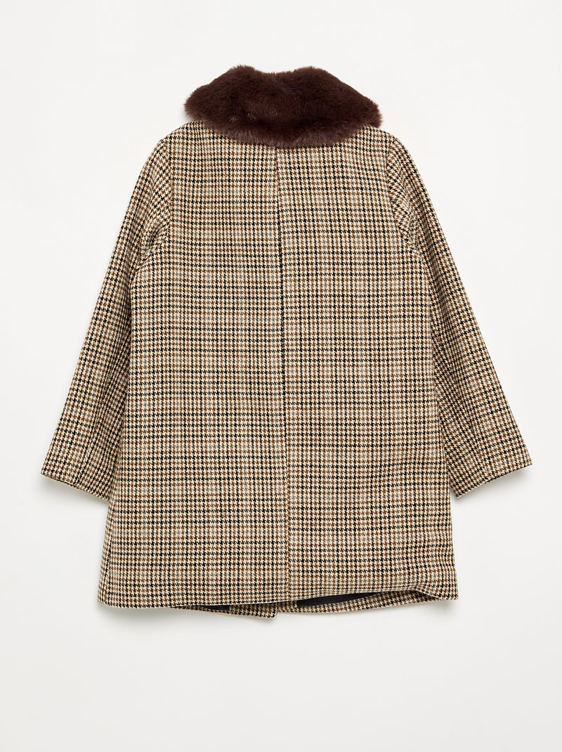 Cappotto a mezza lunghezza con collo in pelliccia rimovibile Marrone - Kiabi