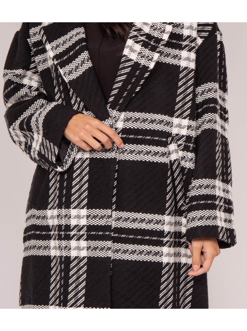 Cappotto a quadri URENO Nero - Kiabi
