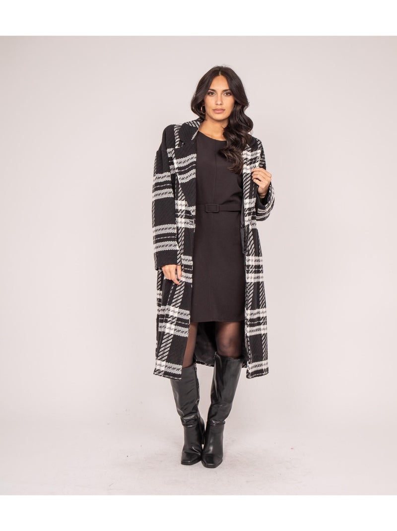 Cappotto a quadri URENO Nero - Kiabi