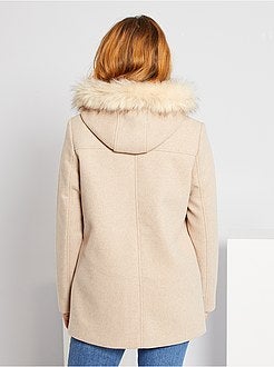 Cappotto aspetto lana con cappuccio - Kiabi