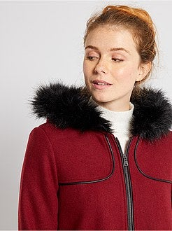 Cappotto aspetto lana con cappuccio - Kiabi