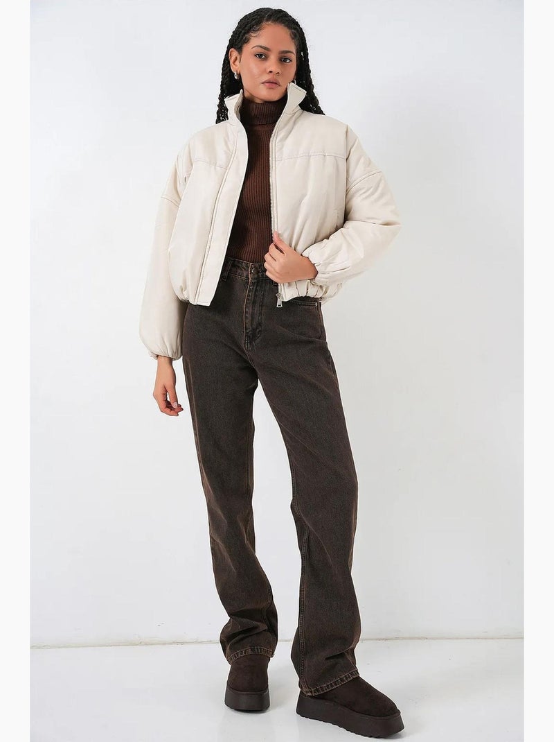 Cappotto bomber puffer spesso con colletto con zip bdart Avorio - Kiabi