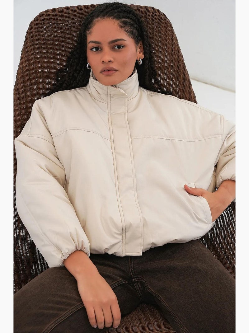 Cappotto bomber puffer spesso con colletto con zip bdart Avorio - Kiabi