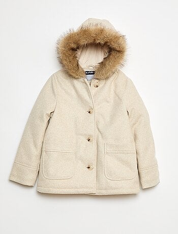 Cappotto con cappuccio effetto lana